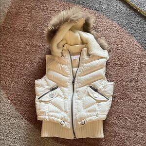 Vintage 90s OG streetwear puffy vest with removable fur hood